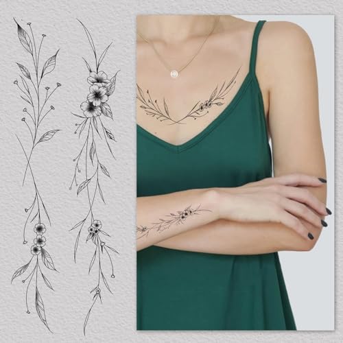 Cerlaza Tiny Temporary Tattoos for Women Girls, Realistic Fake Tattoos That Look Real and Last Long for Adult, Waterproof Hand Tattoos Stencils Stickers for Body Art-12 Sheets
