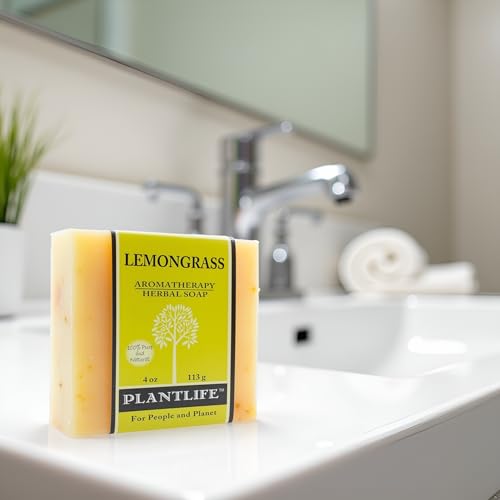Plantlife Lemongrass Bar Soap - Moisturizing and Soothing Soap for Your Skin - Hand Crafted Using Plant-Based Ingredients - Made in California 4oz Bar