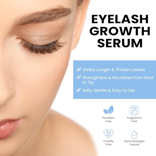 Eyelash Growth Serum ? Myristoyl Pentapeptide-4, Diaminopyrimidine Oxide ? Boosts Lash Length, Density & Strength ? Supports Fuller, Thicker Eyelashes Naturally, 5ml