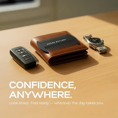 Beard Butler¢ç 'The Original' Metal Wallet Comb ? Slim Credit Card Beard & Mustache Comb for Men ? Portable Stainless Steel ? Fits in Wallet or Pocket ? Perfect Beard Gift - Black