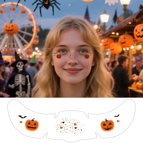 Halloween Glitter Freckles,8 Pcs Waterproof Makeup Patches Shimmer Freckle Set Temporary Tattoos for Women Parties,Cosplay,Daily Use