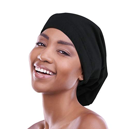 100% Genuine Mulberry Silk Roomy Satin Lined Sleeping Cap for Curly Hair Dreadlocks Adjust Head Size 18"-32" Unisex