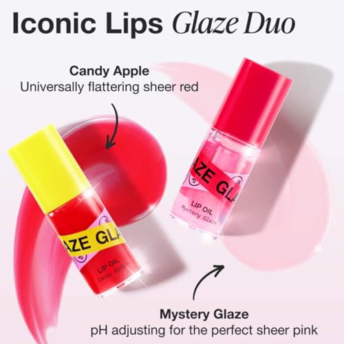 INNBEAUTY Project Iconic Lips Glaze Duo, Hydrating Vegan Lip Oil Gloss Hybrid, x2 0.2 OZ