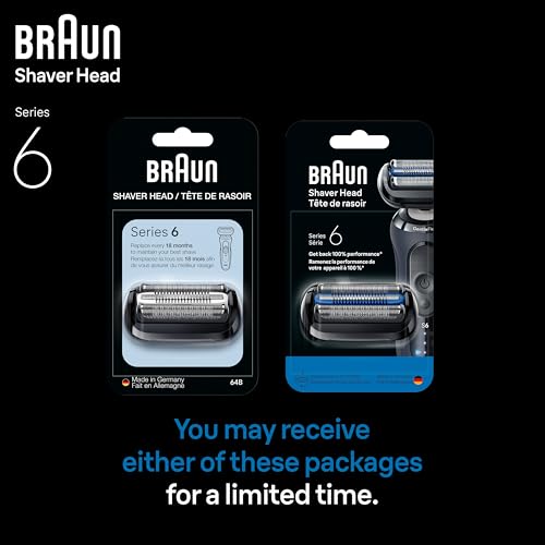 Braun Series 6 Electric Shaver Replacement Head with Sensitive Skinguard, Easily Attach Your Shaver Head, Compatible with New Generation Series 6 Shavers, 64B, Black