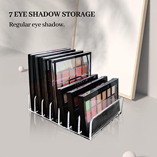 Acrylic Clear Eyeshadow Palette Organizer 7 Sectons Makeup Palette Organizer for Bathroom Countertops,Vanities