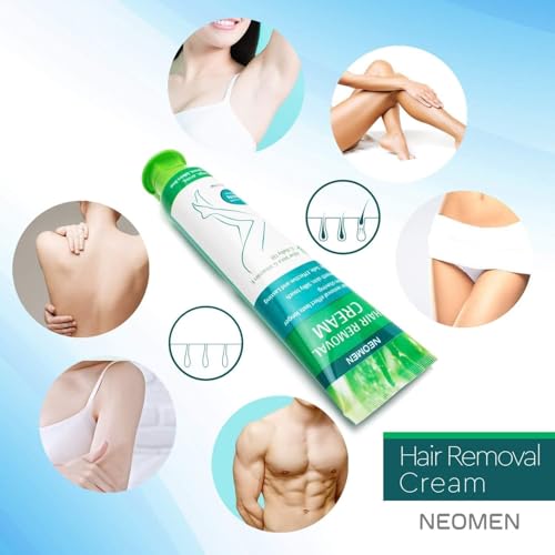 Hair Removal Cream for Men & Women: Painless Depilatory for Sensitive Skin & Intimate Areas, Moisturizing with Aloe Vera & Vitamin E, Safe for Face, Underarms, Bikini, Arms (3.7 Fl Oz (Pack of 2))