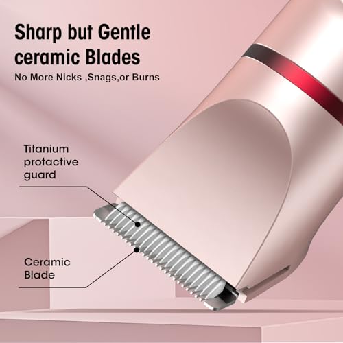 Bikini Trimmer for Women- 3 in 1 Painless Electric Razors for Women,Waterproof Pubic Hair Trimmer and Facial Hair Remover,LCD Display Body Shaver for Trip,Rechargeable Women's Grooming Kit
