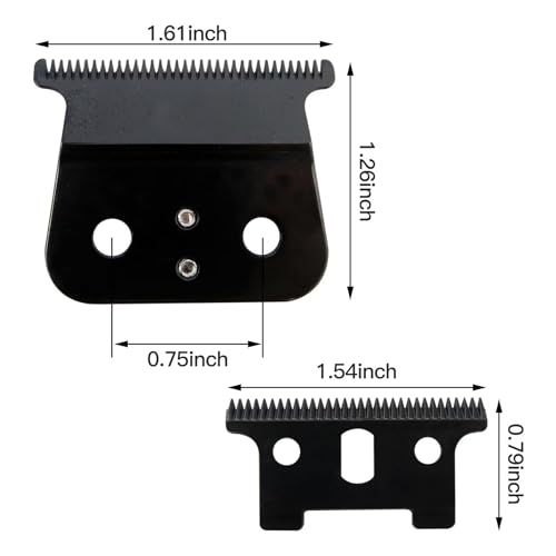 Durable Replacement 2PCs T Blade Fit for Andis T Outliner Trimmer Andis GTX Trimmer, Blade Fit for Andis #04710 and Andis #04521 (Black)