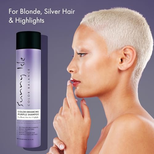 Sunny Isle Color Enhancing Purple Shampoo - Neutralizes Brassy Tones, Unscented - 10.1 Fl Oz