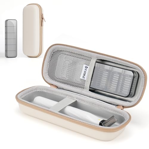 Yinke Travel Shaver Case with Attachments Storage Box for Hybrid Electric Trimmer, Waterproof Hard Carrying Case Portable Storage Bag for O Blade, Beige