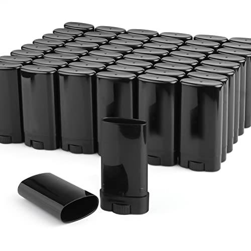 50 Pack 0.5 oz/15ml Black Sample Deodorant Container,Empty Oval Twist-Up Plastic Tubes Containers for Chapstick,Large Lip Balm,Lotion Bar Sticks,Perfume Solid Lotion,Homemade Salve,Pocket Deodarant