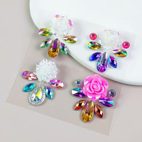 16 Colors Rainbow 3D Rhinestone Crystal Tattoo Sticker for Eyebrow Face Body Makeup Temporary Tattoo Women Festival Accessory DIY Decorations Self Adhesive Eye Gems
