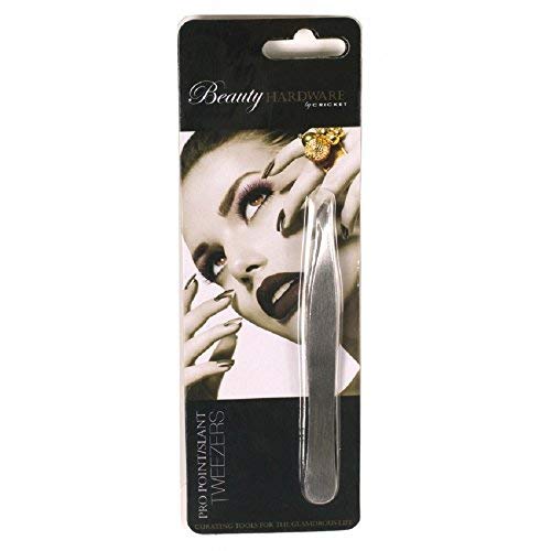 Cricket Beauty Hardware Pro Point/Slant Tweezers - Professional Hair Removal Tool w/Precision Slanted Tip, Durable German Stainless Steel, Superior Grip for Eyebrows, Ingrown Hairs & Facial Grooming