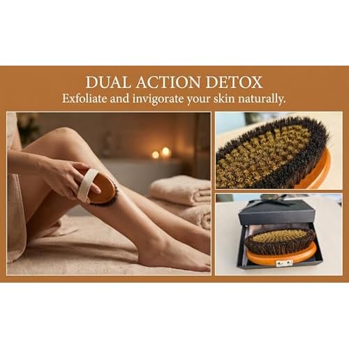 Ionic Copper Dry Brushing Body Brush for Lymphatic Drainage,Exfoliating Body Dry Brush for Radiant Skin,Dry Skin Brush for Cellulite,Blood Circulation Improvement,Reduce Stress