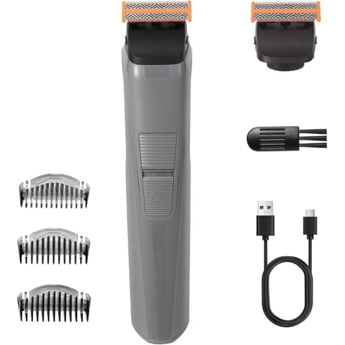 Body Hair Trimmer for Men, Body Trimmer for Beard Sideburns Necklines Precision Trimming, Groin Ball Trimmer for Pubic Hair, Rechargeable Groomer, Shaver with USB-C, Replaceable Heads