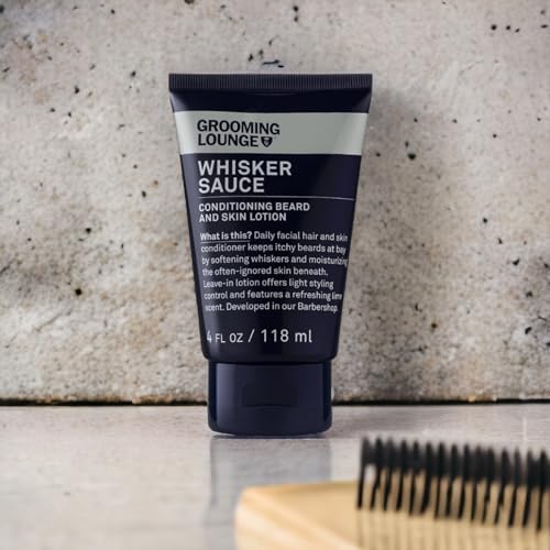 Grooming Lounge Whisker Sauce Beard Conditioner - Conditioning Beard and Skin Lotion - Eliminates Itching and Flaking - Enables Easy Combing and Styling - No Parabens - Cruelty Free - 4 oz