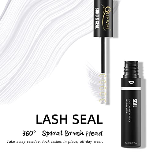 QUEWEL Cluster Lashes 72 Pcs Wide Stem Individual Lashes C/D Curl 8-16mm Length + Lash Bond And Seal, Lash Cluster Glue For DIY Eyelash Extensions