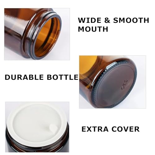 24 Pack 4oz Amber Glass Jars, Round Empty Cosmetic Jars with with Black Lids and Inner Liners, Reusable Glass Travel Containers for Homemade Creams, Candle, Skincare, Lotion