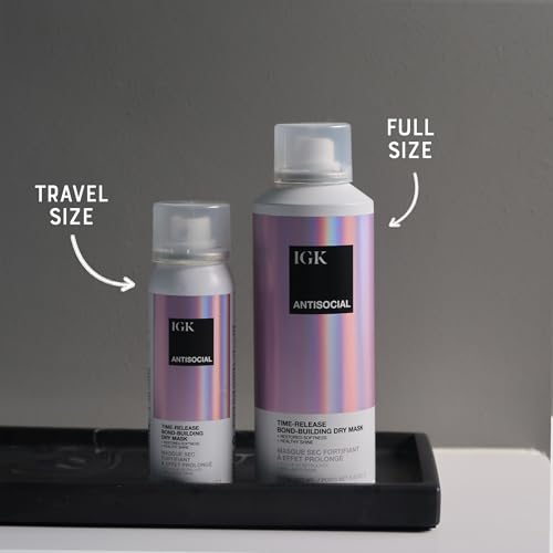 IGK Antisocial Dry Hair Mask ? Leave-in Overnight Mask | Hair Bond-Building Treatment for Dry Hair | Overnight Hydration & Shine | Repairs, Softens & Perfect for Extensions | Full + Travel