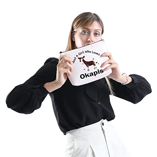 XYANFA Okapis Makeup Bag Cute Okapi Lover Gift Forest Griaffe Zebra Giraffe Gift Just A Girl Who Loves Okapis (A Girl Loves Okapis)
