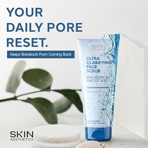 Face Scrub with Hyaluronic & Salicylic Acid ? Deep Cleansing, Hydrating & Exfoliating Face Wash For Blackheads & Acne-Prone Skin ? Dermatologist Tested, Korean Skin Care ? 6.76 Fl Oz