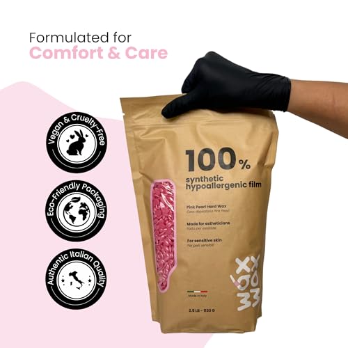 Pink Pearl Hard Wax Beads | Brazilian & Bikini Wax for Ultra Sensitive Skin | Rosin-Free, Hypoallergenic, Strip-Free, Low Melting, Cruelty-Free, Eco-Friendly Waxing Beads | Made In Italy-2.5lb