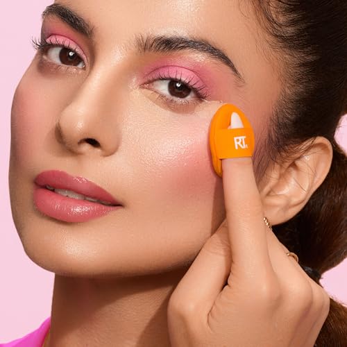 Real Techniques Vivid Escape Bright Eyes Concealer 4 Piece Set, Includes Kitten Paw Makeup Brush, Powder Puff, & Concealer Makeup Blending Sponge, Targeted Concealing, Travel Friendly, Cruelty-Free