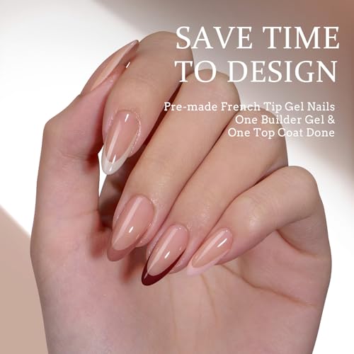 btartboxnails Nail Tips Builder Gel French Tip Press on Nails Almond