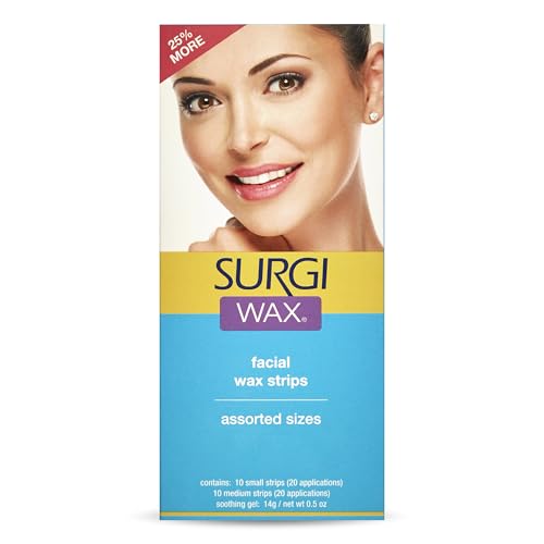 Surgiwax Facial Wax Strips - Mess-Free Facial Hair Removal for Women, Face Wax Strips, At-Home Waxing Kit, Assorted Sizes