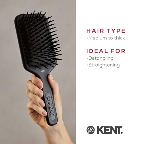 Kent AH6G Airhedz Cushion Paddle Brush - Scalp Massager and Detangler Brush - The Hair Brush for Thick Hair - Scalp Massager and Growth Stimulator - Hair Detangler and Curly Hair Brush