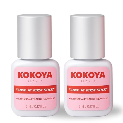 KOKOYA Beauty Lash Glue ? Professional Eyelash Extension Glue, Fast-Dry 0.5?1s Salon Pro Lash Glue, Strong Hold up to 8 Weeks, Black Lash Adhesive for Individual Lashes (2, 5 mL)