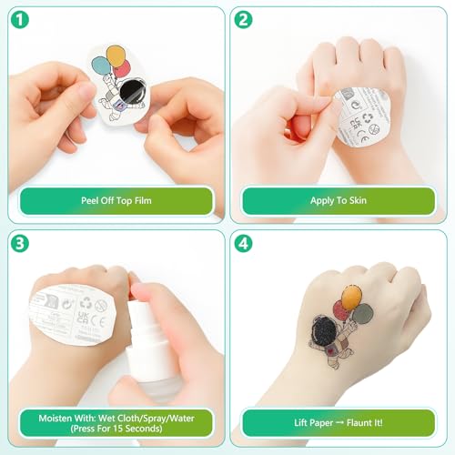 350+ Themed Designs Temporary Tattoos for Kids - Individually Wrapped, Glow in the Dark, Waterproof Fake Tattoos - Multiple Themes: Mermaid, Dinosaur, Unicorn, Baseball, Princess, Soccer, Ocean, Fairy