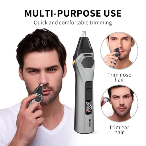 KEMEI Professions Beard Trimmer for Men Cordless IPX6 Waterproof Mens Beard Trimmer for Night Lighting Lamp Rechargeable for Nose, Body, Face and Mustache with LED Display Gifts Mens KM-1791