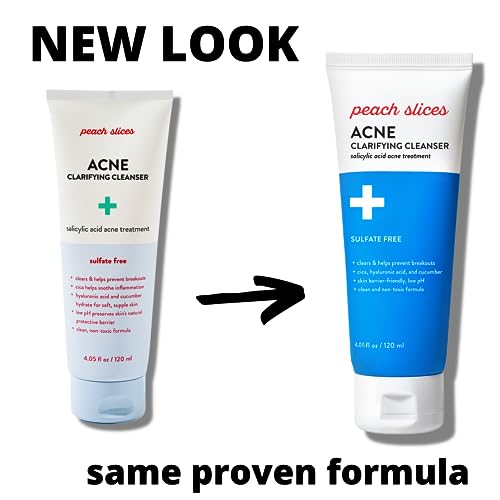 Peach Slices Acne Exfoliating Toner, Clarifying Cleanser & Oil-Free Moisturizer Acne Fighting Bundle | All Skin Types | Vegan & Cruelty Free