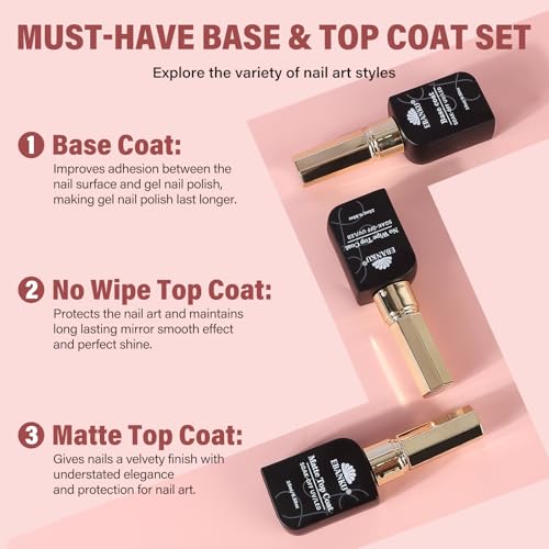 EBANKU 36Colors 0.5Oz Gel Nail Polish Set Same Color Same Bottle Soak Off Gel Polish Kit with 3PCS Functional Glue Nail Art Manicure Salon DIY at Home for Women