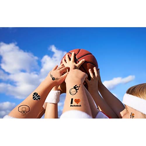 300PCS Basketball Motivational Tattoos Temporary for Kids - Basketball Baby Shower/Birthday Party Supplies Sports Party Goodie Bag Stuffers Favors Prize(24 Sheets)