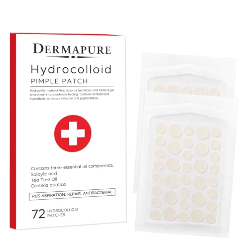 Acne Clear Hydrocolloid Patches with Powerful Blend Of Salicylic Acid, Tea Tree Oil & Centella Asiatica for Treating Zits, Blemishes & Stubborn acne. Fast-Acting Acne Care (72 patches)