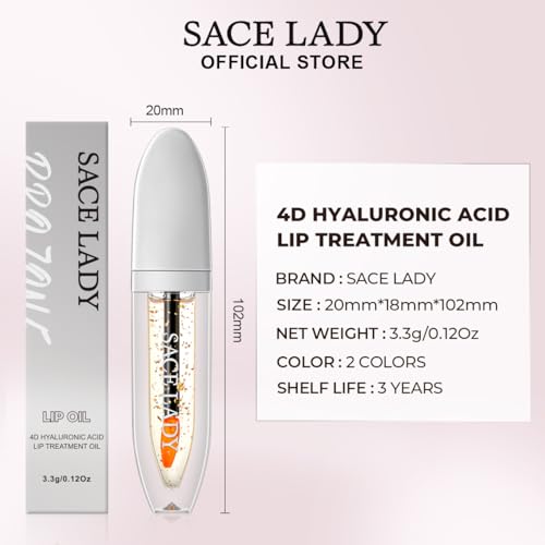 SACE LADY Tinted Lip Oil Set, Hydrating Lip Glow Oil for Women, Non-sticky Moisturizing Nourishing Lip Plumping Serum