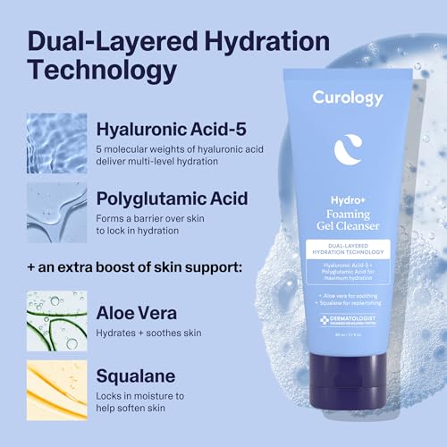 Curology Hydro+ Essentials Bundle, Foaming Gel Cleanser, Cream Moisturizer, and Cooling Caffeinated Eye Gel with Hyaluronic Acid, Peptides, and Niacinamide