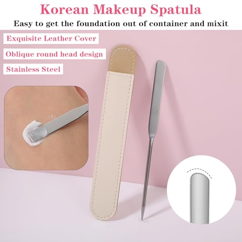 6pcs Professional Makeup Spatula Korean Set Stainless Steel Makeup Palette Acrylic Cosmetic Palette Foundation Spatula Reusable Beauty Tools for Facial Cosmetic Nail Art Pigment Blending