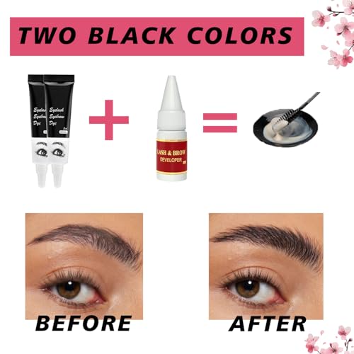 Black Eyebrow Color Kit for Women Waterproof Instant Result Lash Color Kit Salon or Home Use