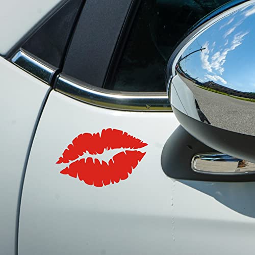 CUSHYSTORE 2X Lips Kiss Lady Sweet Girl Reflective Decal Sticker (5.5"x3.5", Red)