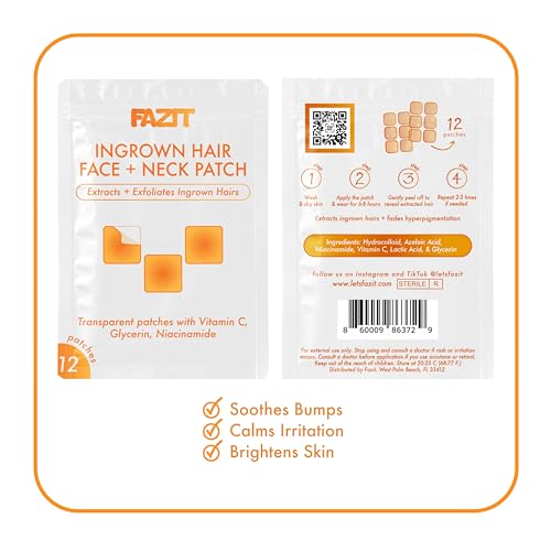 FAZIT Ingrown Hair Treatment Patch - Facial Hair Removal Pads for Beard Area