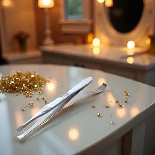 Silver Tone Stainless Steel Long Tweezers for Eyebrows Hair Removal Tweezers,Shave and Hair Removal (3.5 Inches)