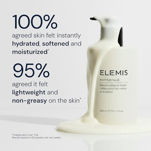 ELEMIS Mayfair No.9 Hand & Body Lotion, Lightweight Formula Hydrates, Softens, and Moisturizes Skin with Sustainable Shea Butter and Borage Oil