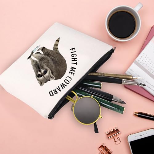 XYANFA Raccoon Cosmetic Bag - Gift For Raccoon Lover - Fight Me Coward Themed Zipper Pouch