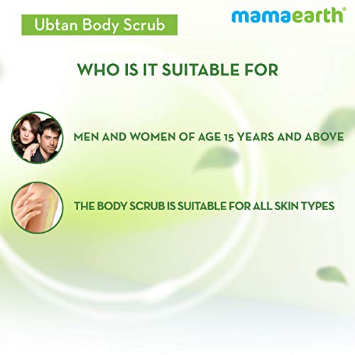 MAMAEARTH Ubtan De Tan Body Scrub | Removes Tanning with Saffron & Turmeric | Gently Exfoliates Dead Skin & Gives Glowing Skin | Suits All Skin Types | 7.05 Oz/200 g