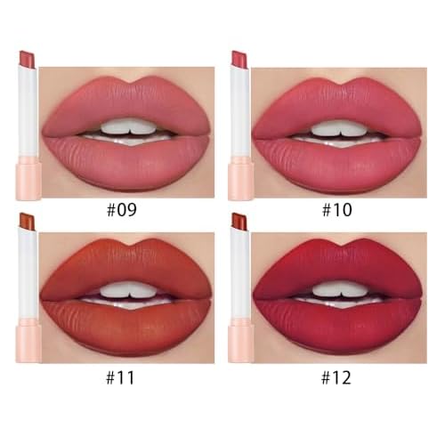 4Pcs Cigarette Case Lipstick Long-Lasting Non-Sticky Matte Nude Lipstick Set Lightweight Mini Velvety Lip Gloss Little Smoke Tube Style Lip Tint Festivals Gift for Women Daily Lip Makeup (A)