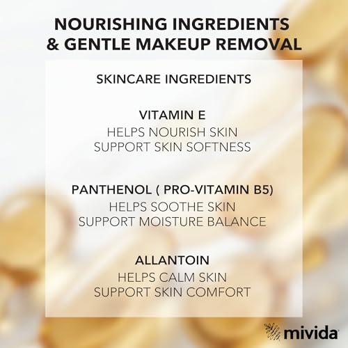 mivida Hypoallergenic Makeup Remover Wipes Individually Wrapped with Vitamin E, Plant-Based Face Wipes, Alcohol Free, Fragrance Free Makeup Wipes Travel Size, (5 pouches x 40 Wipes) Total 200 ct