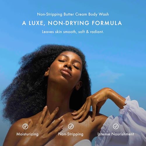 54 Thrones Mini Non-Stripping Butter Cream Body Wash, Shea Butter Body Wash, Exfoliating & Moisturizing Liquid Soap, Ugandan Vanilla + Ethiopian Honey